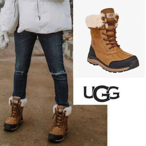 UGG Women's Adirondack III Short Winter Leather Wool Boot Chestnut Brown size 8